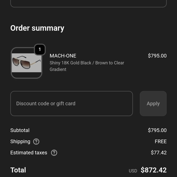 DITA Mach-One Sunglasses in 18k Gold and Black